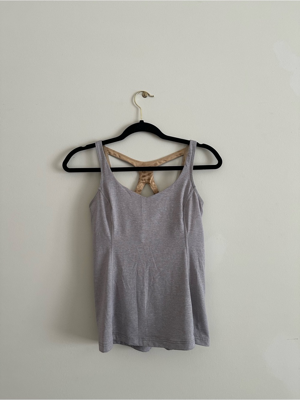 Women’s LuLulemon Heather Gray Tank Top with Nude Strappy Back